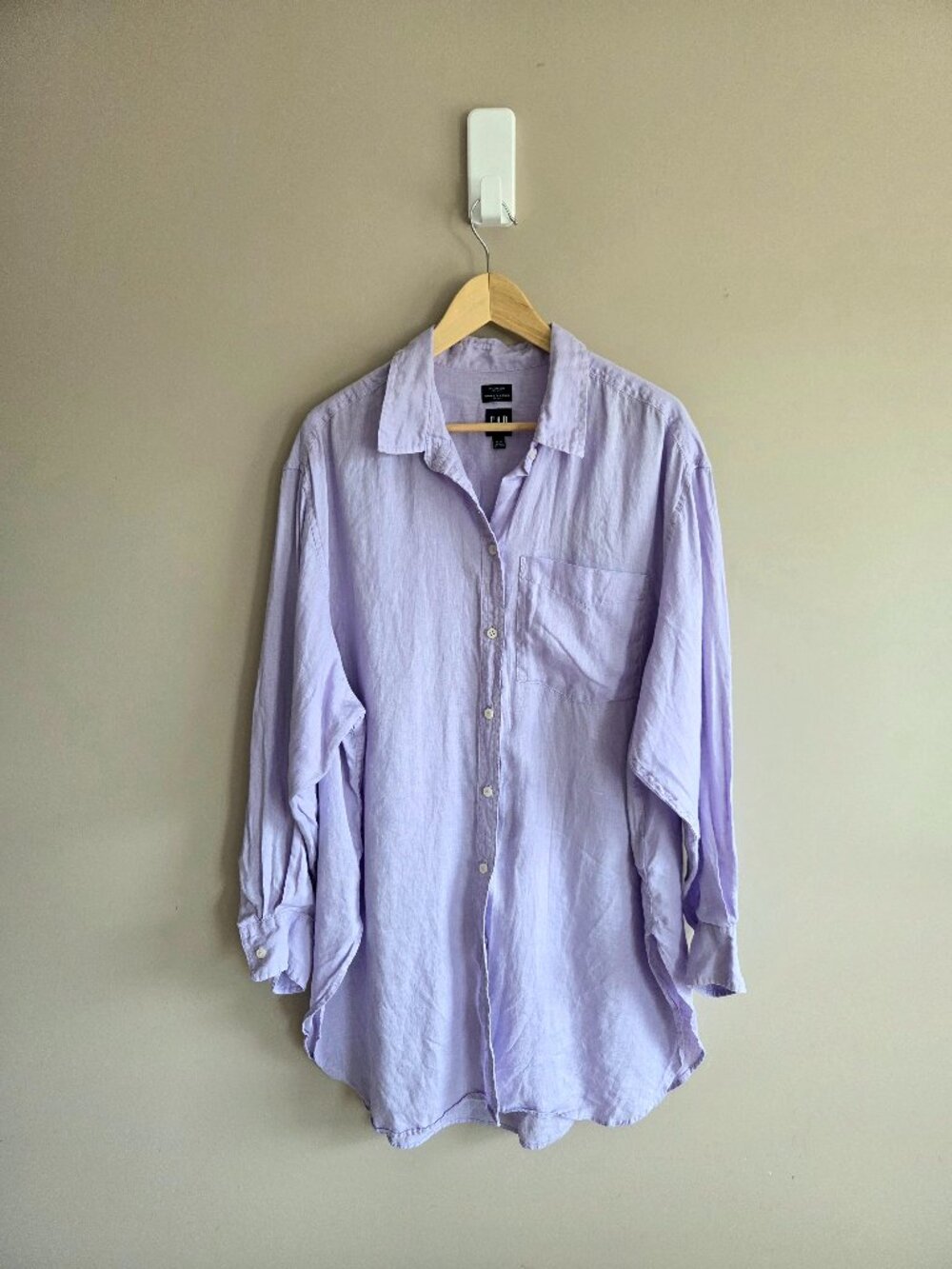 GAP Weekend Tunic 100% Linen Lilac Color Shirt XL
